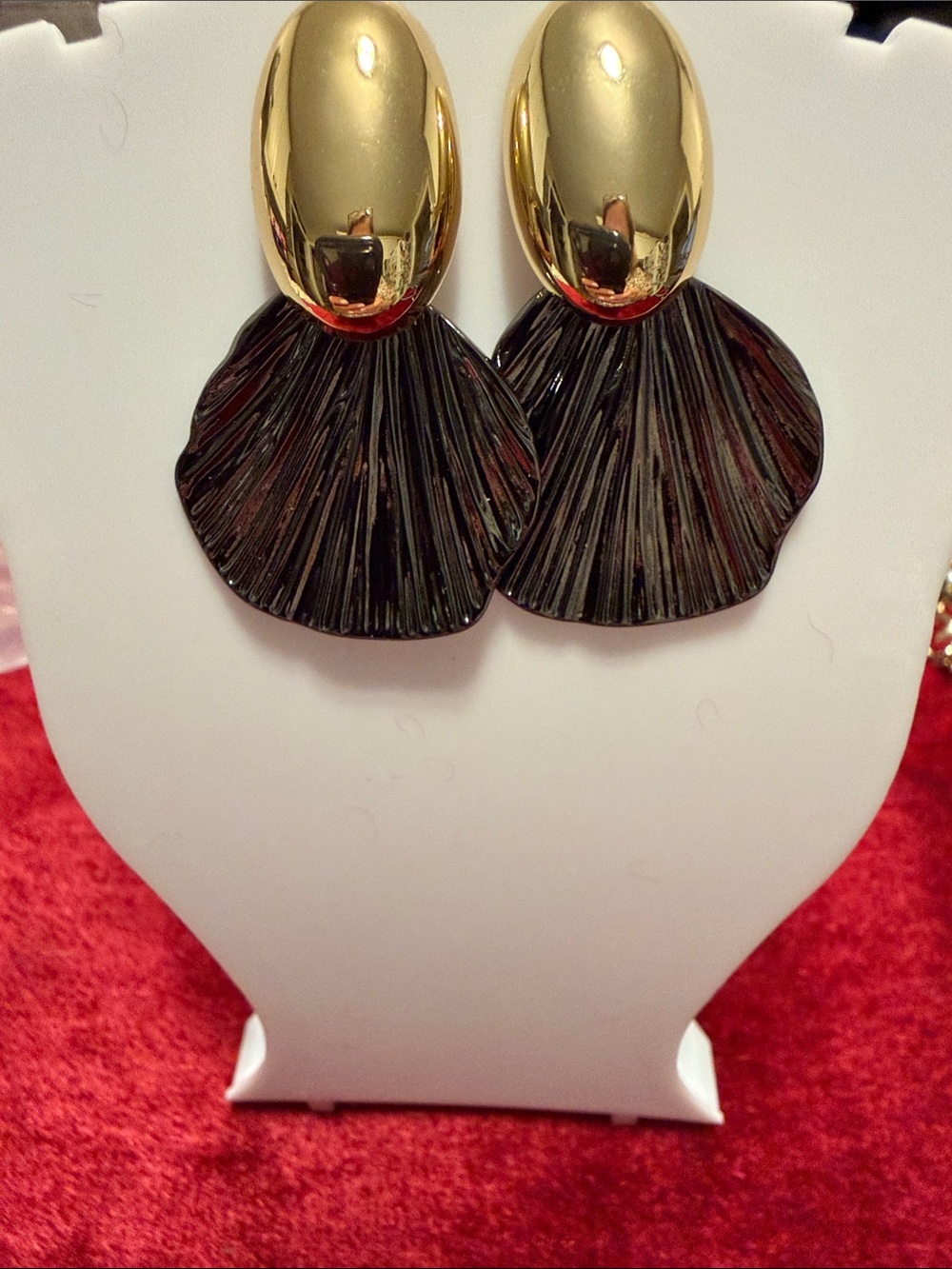 Gold and charcoal grey Shell Drop Earrings - Women Jewelry brand new never worn
